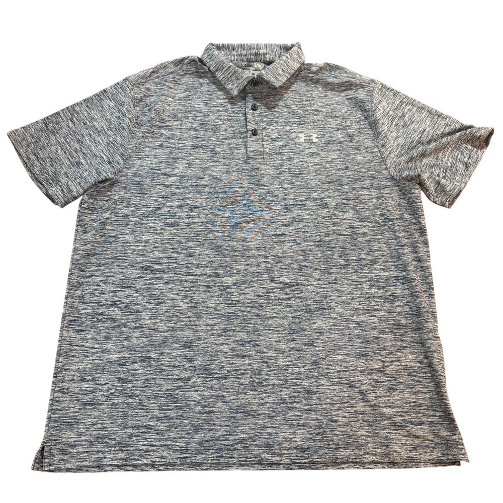 UNDER ARMOUR Mens XL Gray Heather HeatGear Loose Fit Golf Polo Performance Shirt